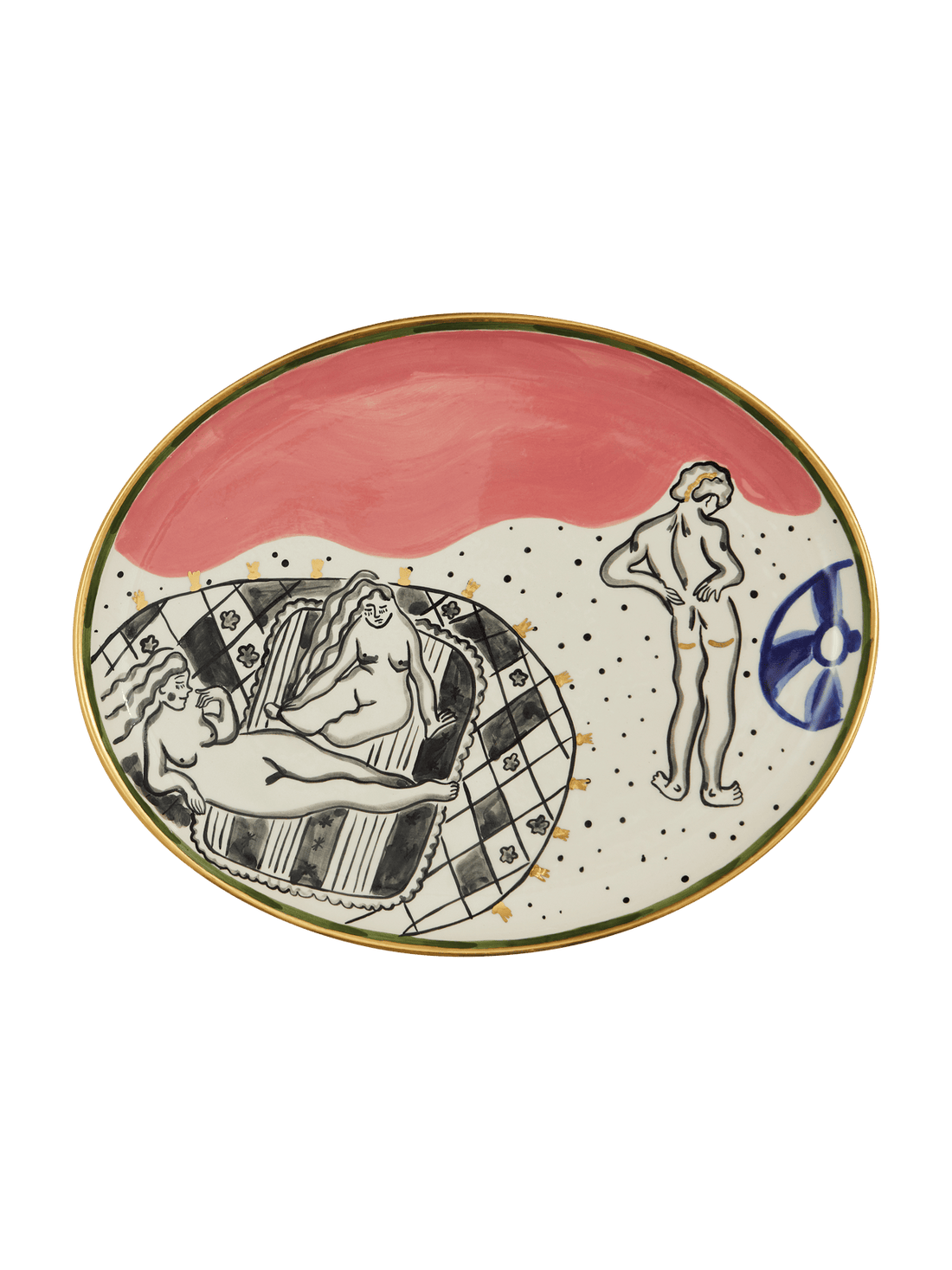 Beach girl oval plate