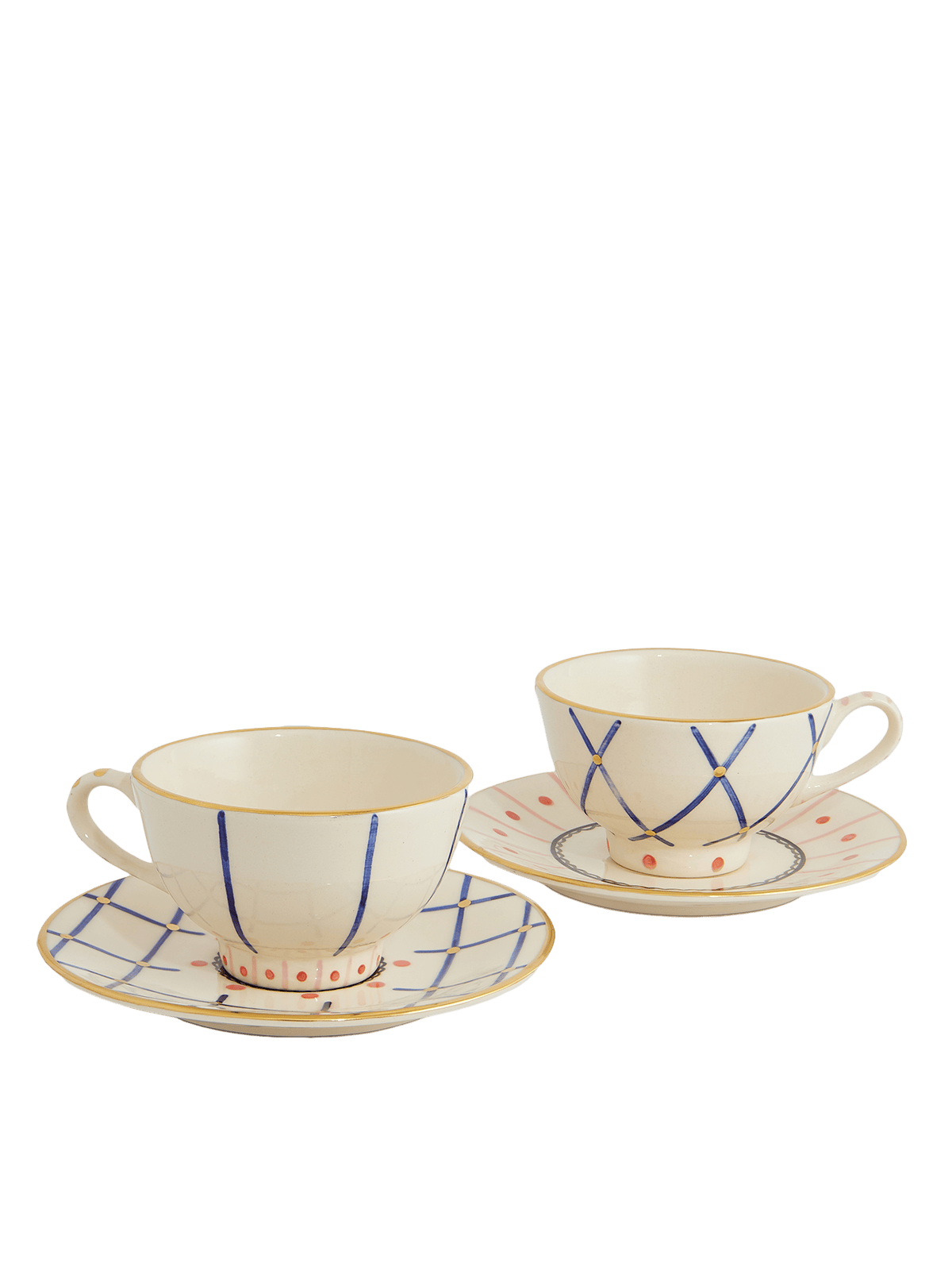 Multicolour cups & saucer (set of 2)