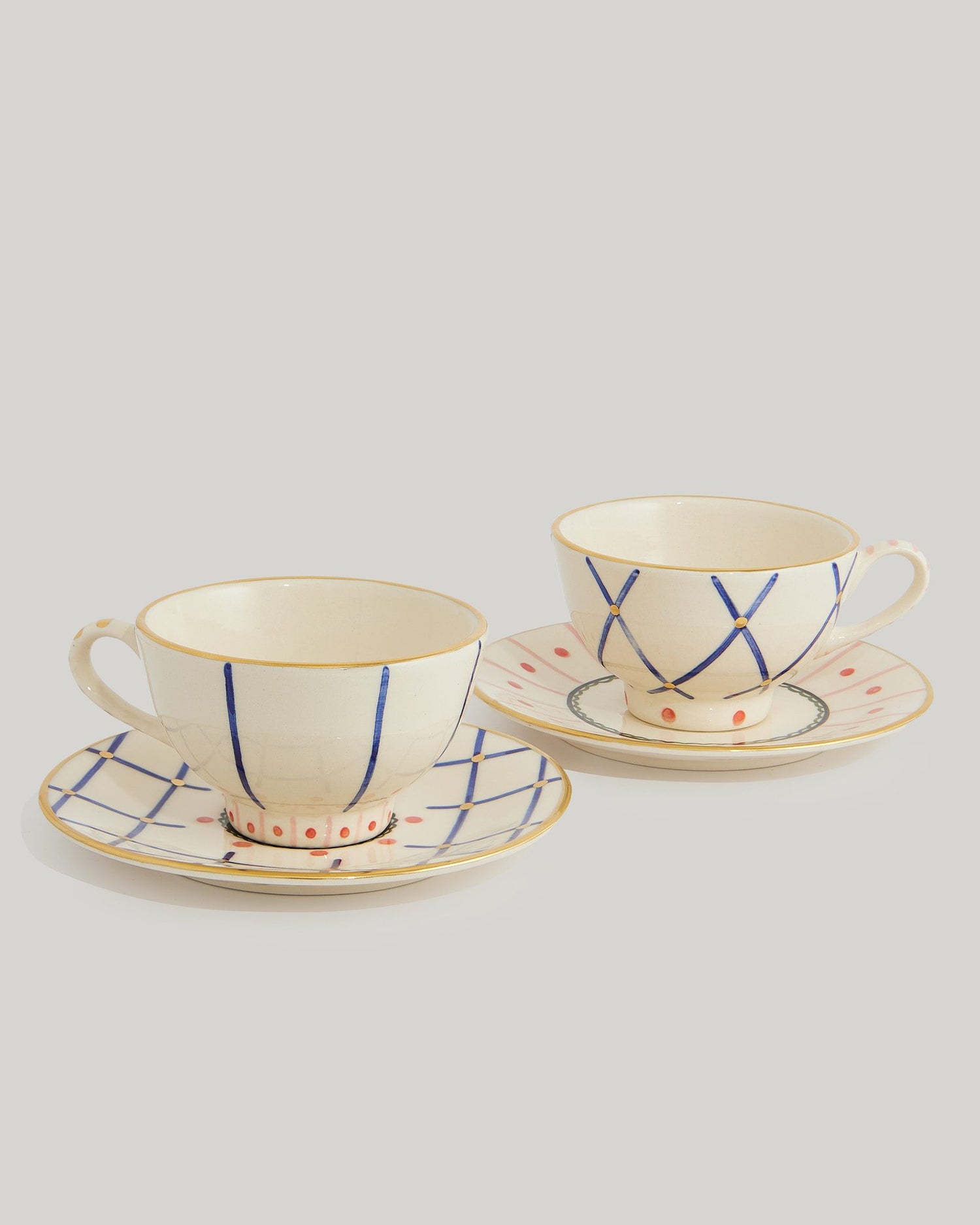 Multicolour cups & saucer (set of 2)