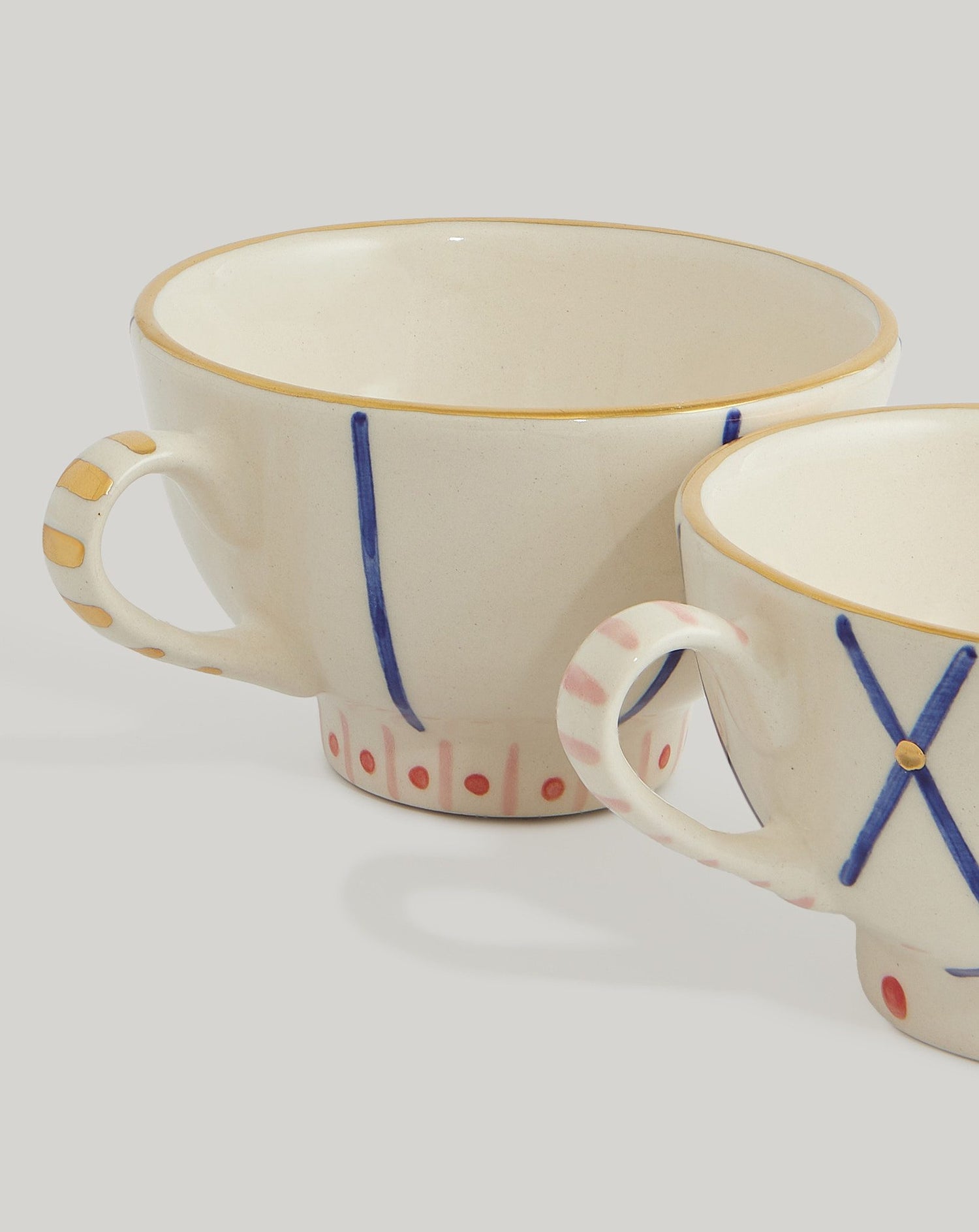 Multicolour cups & saucer (set of 2)