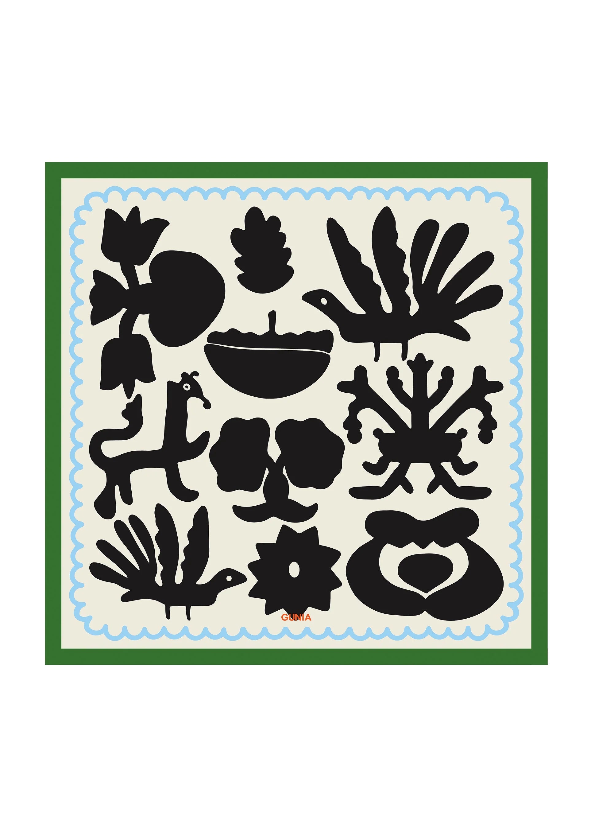 Silhouettes šátek se zeleným lemem