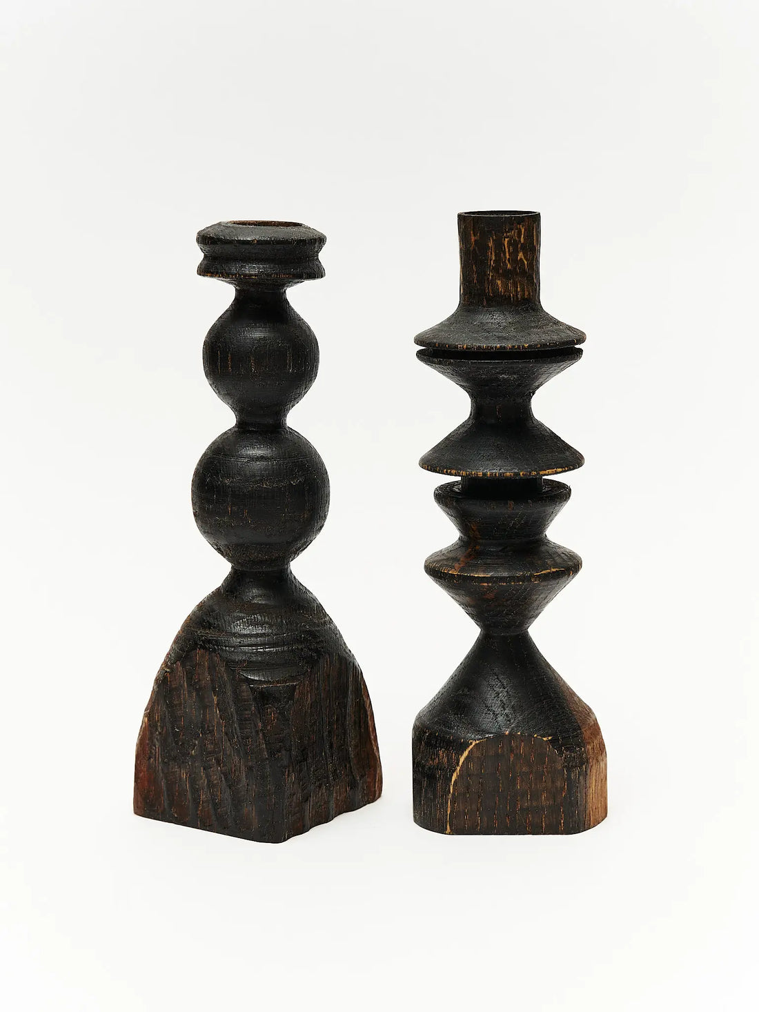 Black stained wood candlestick