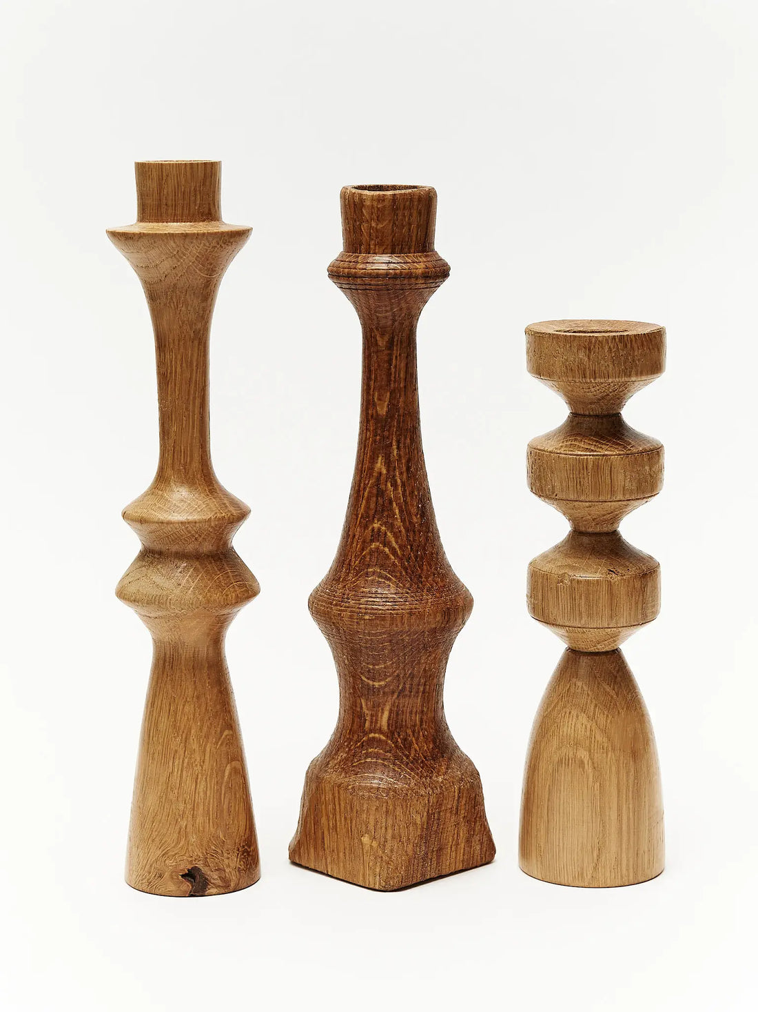 Oak wood candlestick