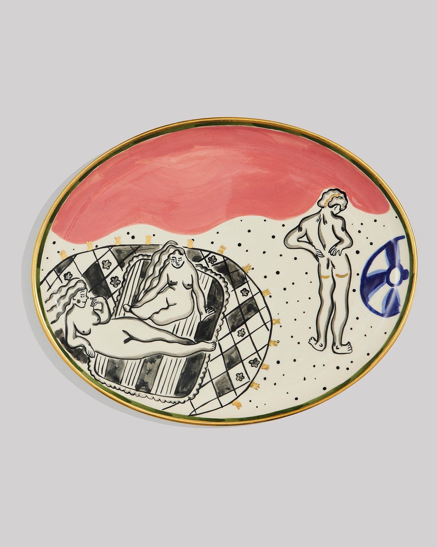 Beach girl oval plate