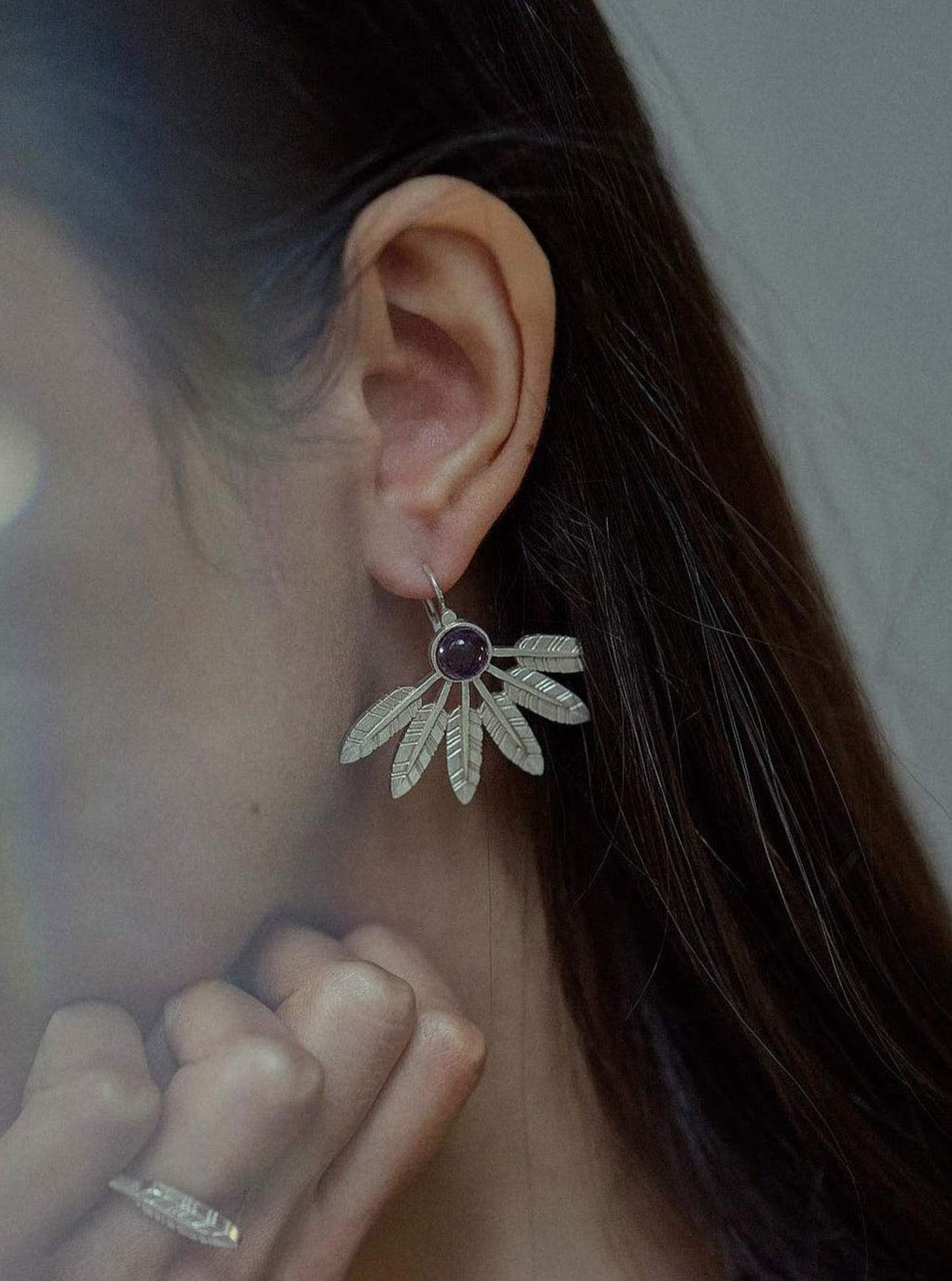 Feather large earrings