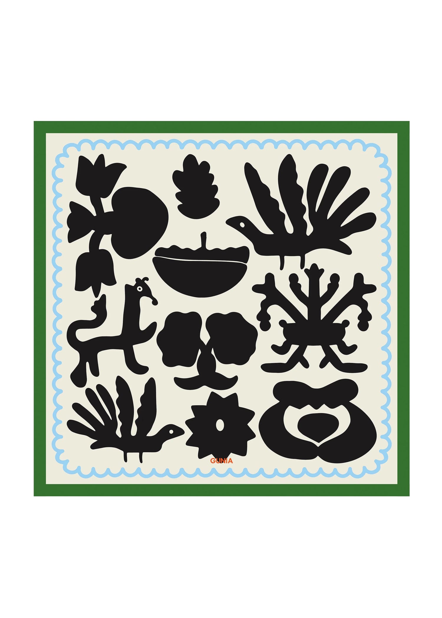 Silhouettes šátek se zeleným lemem