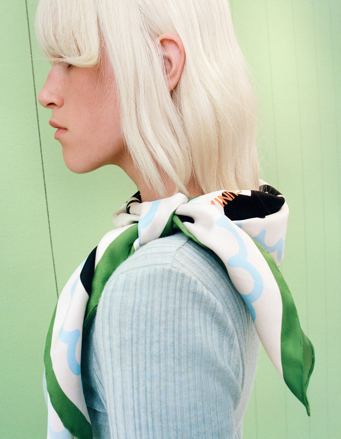 Silhouettes šátek se zeleným lemem