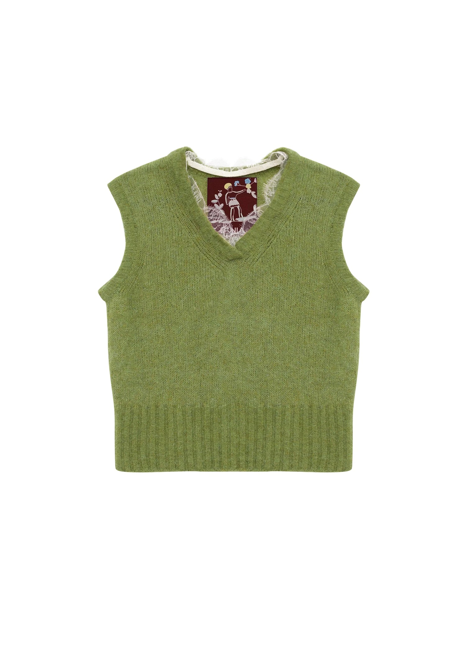 Lace-trimmed vest - Green
