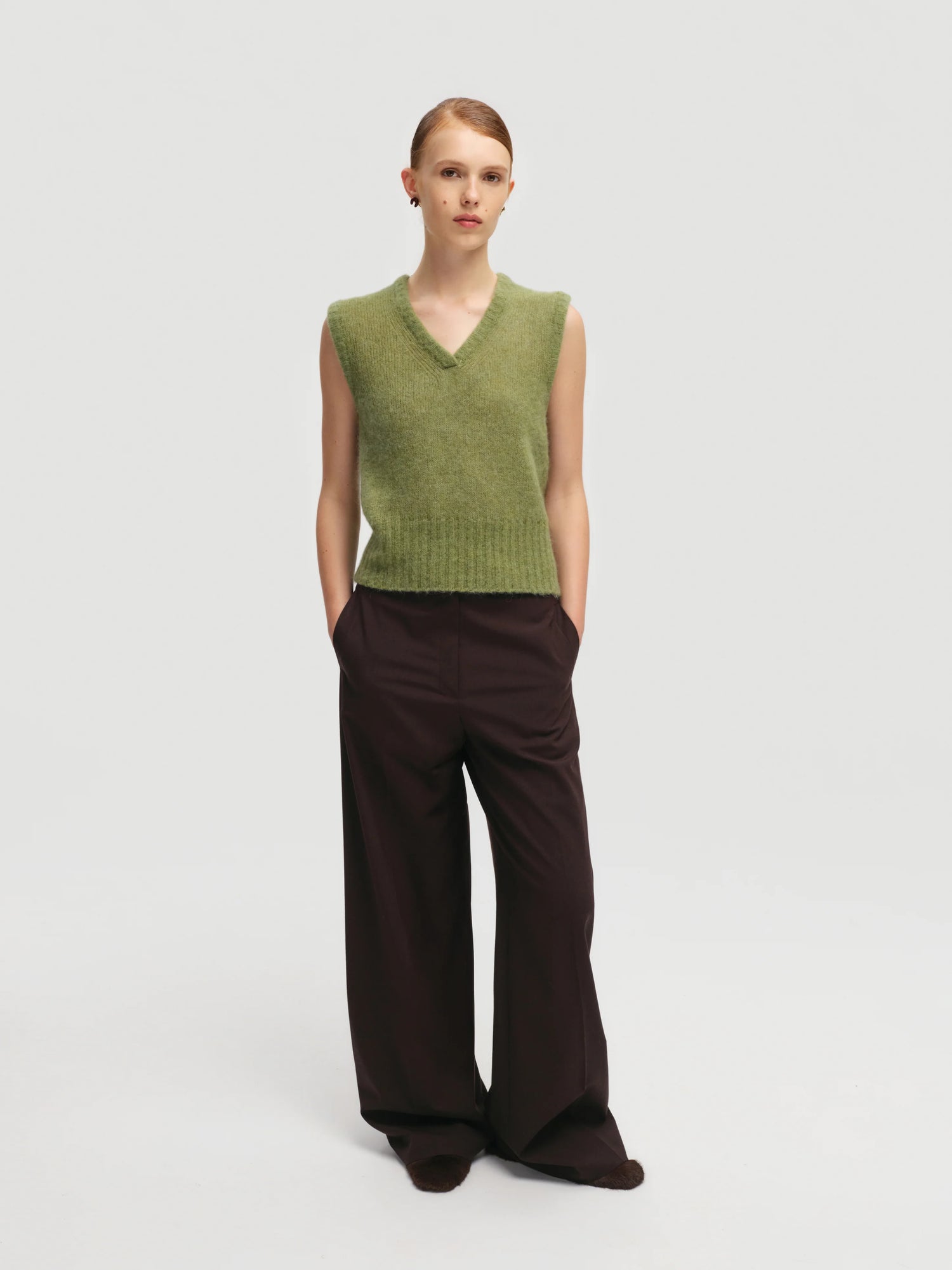 Lace-trimmed vest - Green