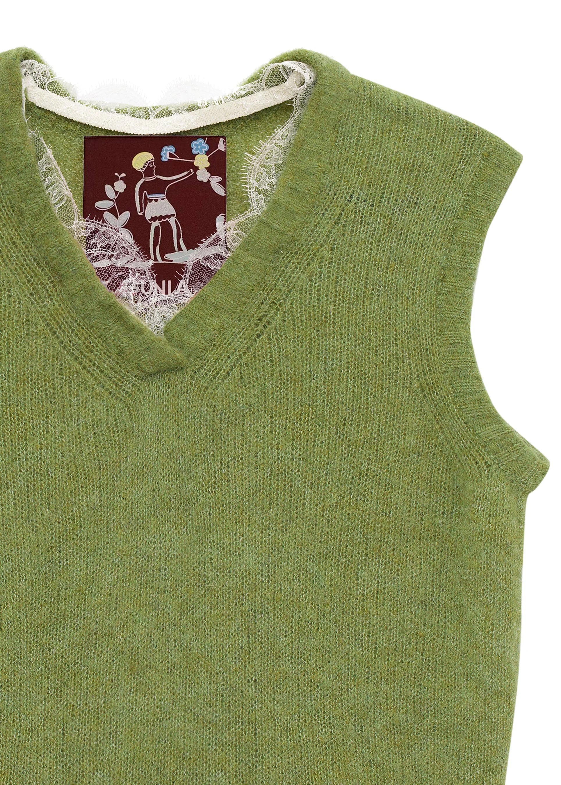 Lace-trimmed vest - Green