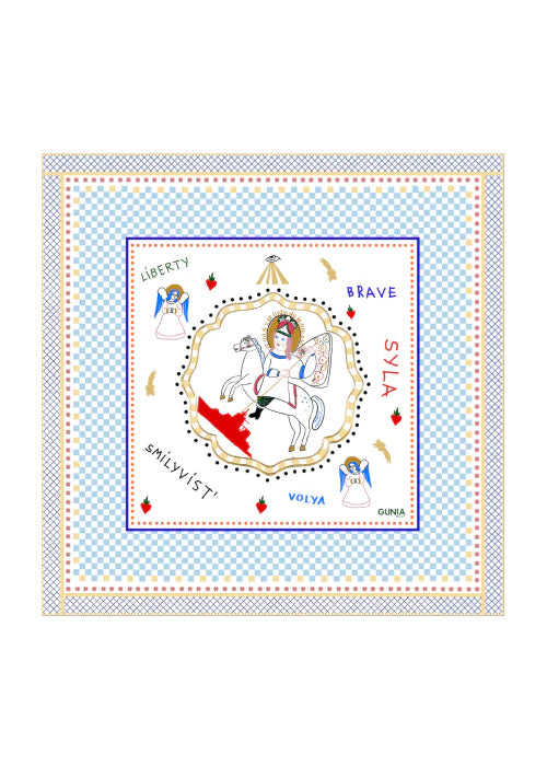 Silk headscarf with St George